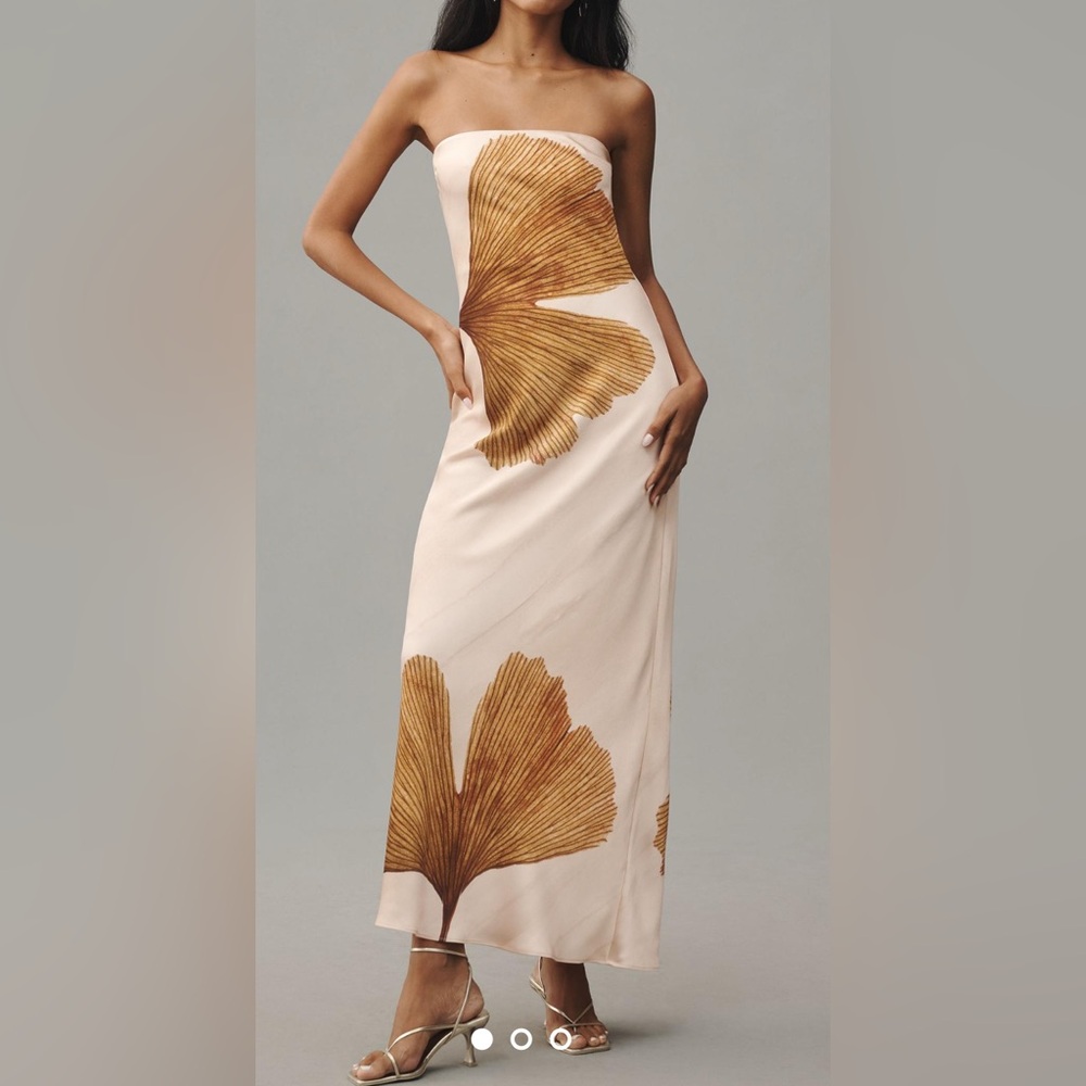 THE FLEUR Strapless Satin Maxi Slip Dress from Anthropologie